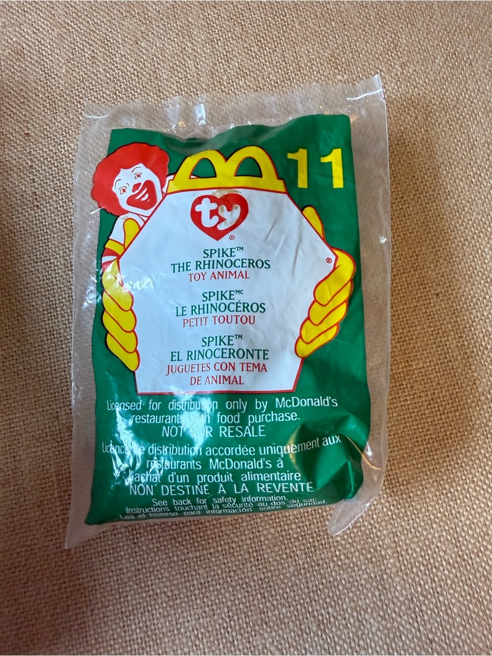 McDonald's Green Happy Meal Spike the Rhinoceros Toy Packaging - Ty #11